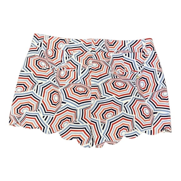 🚫 CROWN & IVY Womens Shelby Chino Shorts Blue Red Umbrella Size 8 - Picture 1 of 6